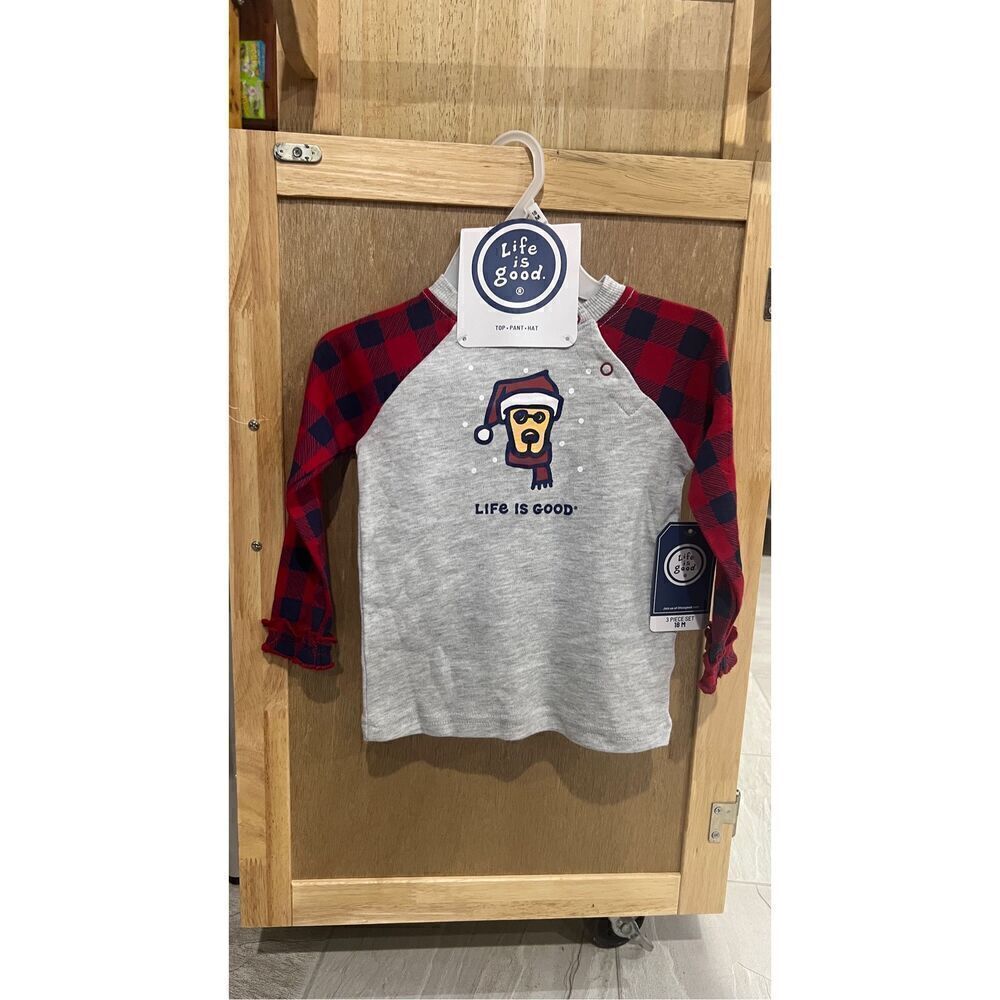 Life Is Good Puppy Long Sleeve Shirt & Hat Ruffle Sleeves Girls Size 18 Month NE